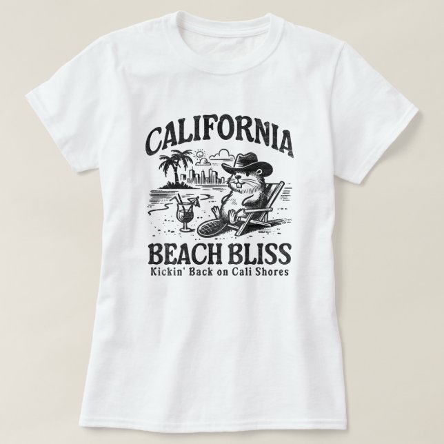 California Beach Bliss on Cali Shores T-Shirt (Design Front)