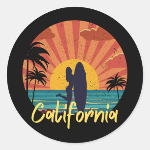 California Beach Classic Round Sticker