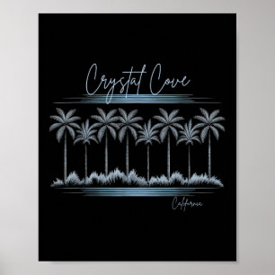 California Beach Crystal Cove Summer Vintage Palm  Poster