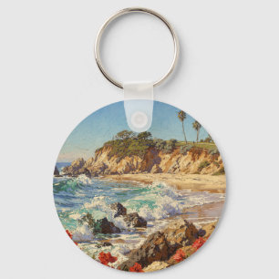  California Beach   Impressionist Coastal Art Key Ring