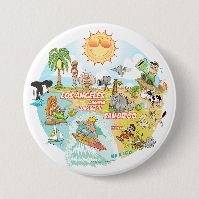 California Beach Life 7.5 Cm Round Badge (Front)