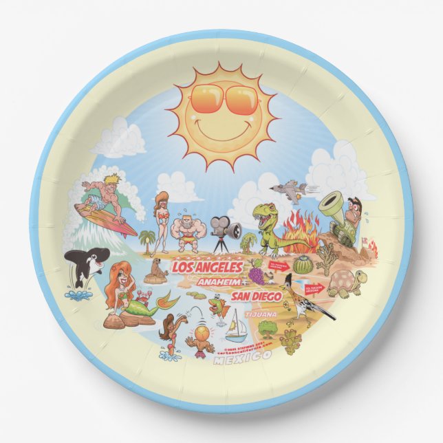 California Beach Paper Plate (Front)