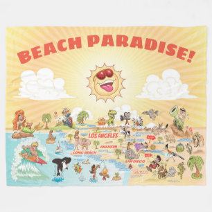California Beach Paradise Fleece Blanket