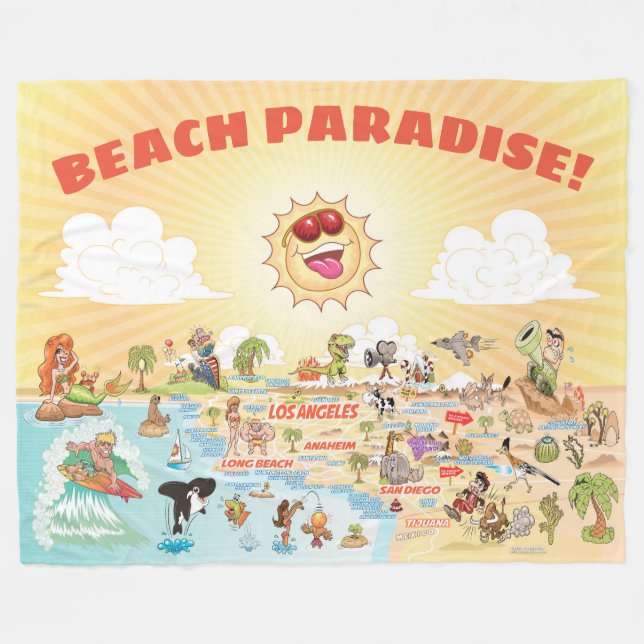 California Beach Paradise Fleece Blanket (Front (Horizontal))