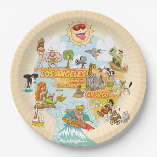 California Beach Paradise Paper Plate