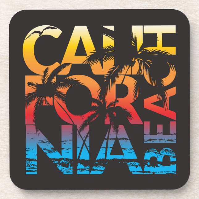 California Beach Poster Coaster (Front)