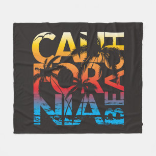 California Beach Poster Fleece Blanket