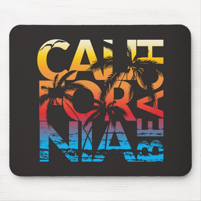 California Beach Poster Mouse Mat (Front)