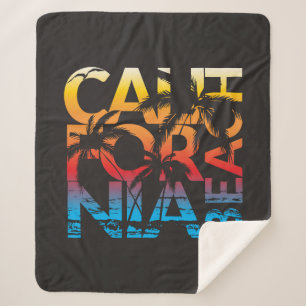 California Beach Poster Sherpa Blanket
