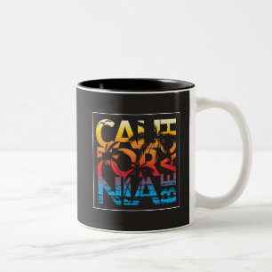 California Beach Poster Two-Tone Coffee Mug