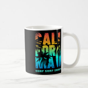 California Beach Summer Vibes Palm Trees Surf Coffee Mug