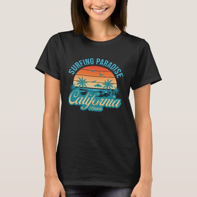 California beach surfing USA woman men children  1 T-Shirt (Front)