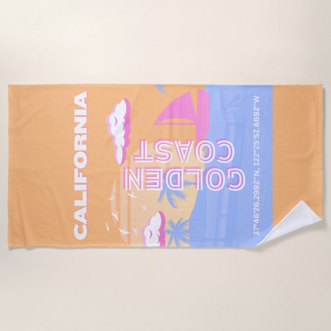 California, Beach, Travel Art Beach Towel (Front)
