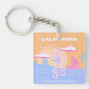 California, Beach, Travel Art Key Ring