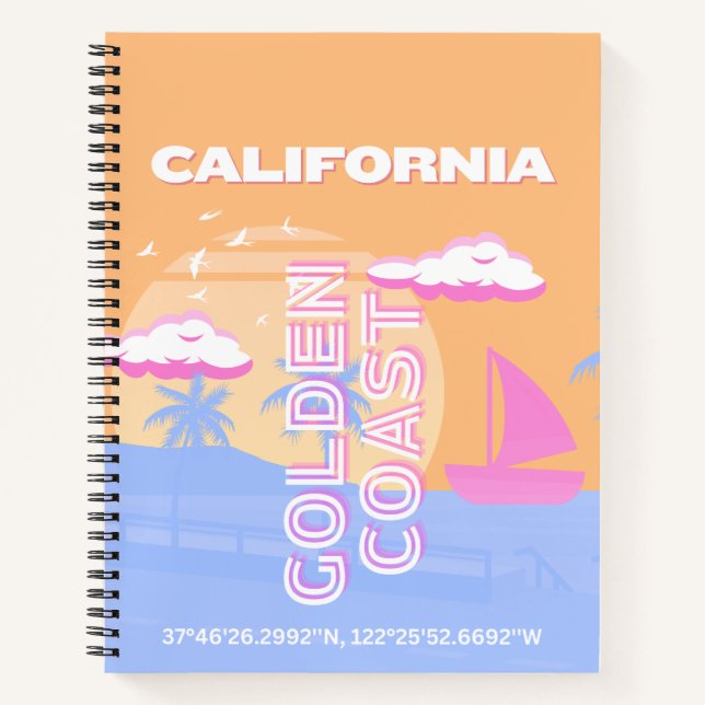 California, Beach, Travel Art Notebook (Front)