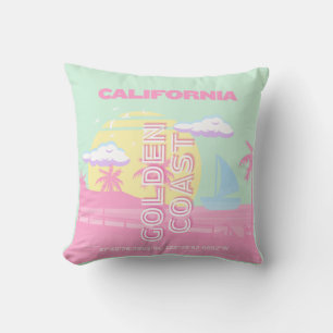 California, Beach, Travel Art, Preppy Cushion