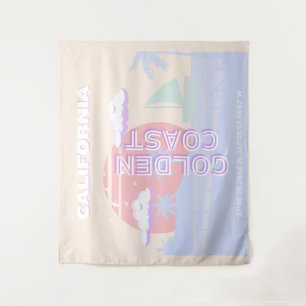 California, Beach, Travel Art, Preppy, Pastel Tapestry