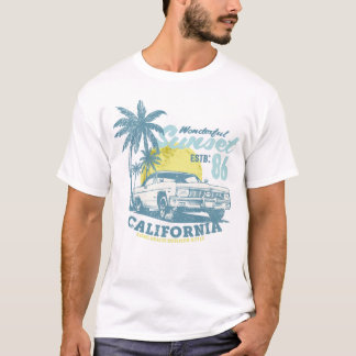 California Beach Vibes Sunset & Car T-Shirt