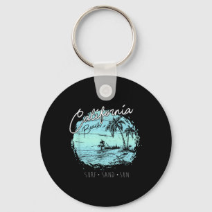 California Beach Vintage Surf Summer Surfer Gift Key Ring