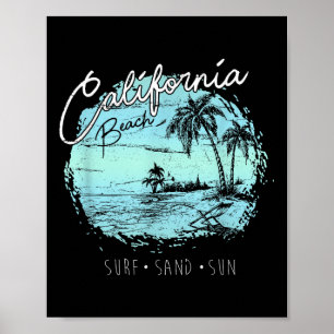 California Beach Vintage Surf Summer Surfer Gift Poster