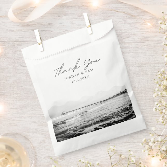 California Beach Wedding Pier Photo Favour Bags (Clipped)