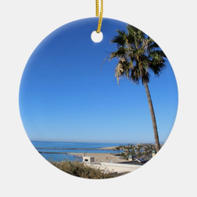 California Beachbum Christmas Travel Tree Ornament (Front)