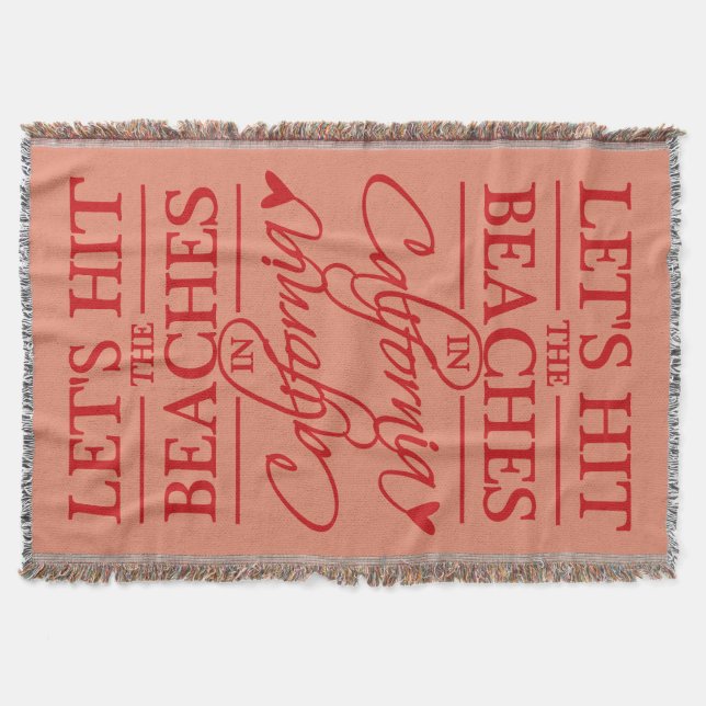 CALIFORNIA BEACHES custom color throw blanket (Front)