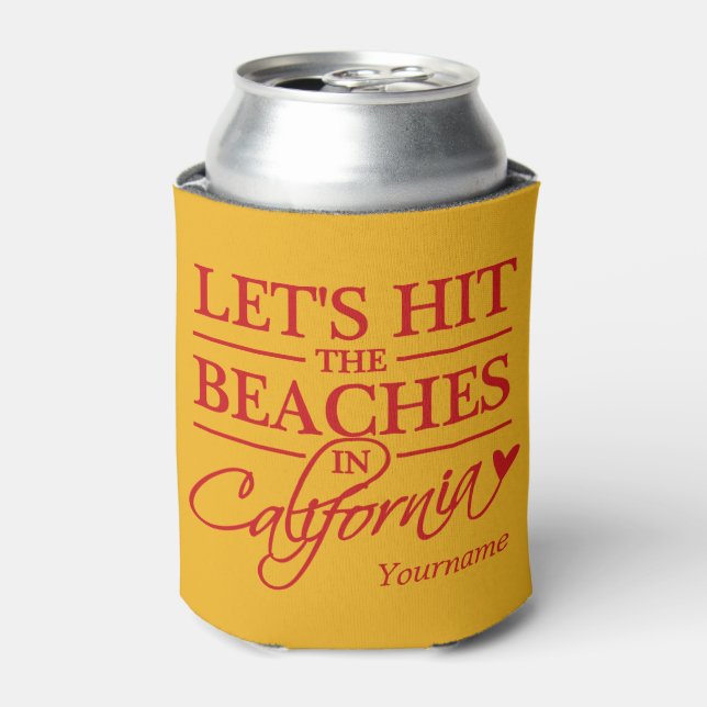 CALIFORNIA BEACHES custom name & colour can cooler (Can Front)
