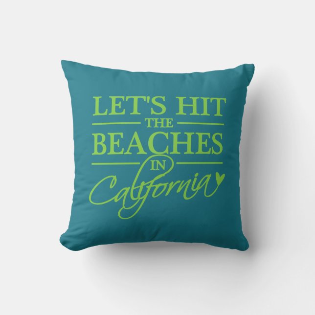 California Beaches custom throw pillow (Front)