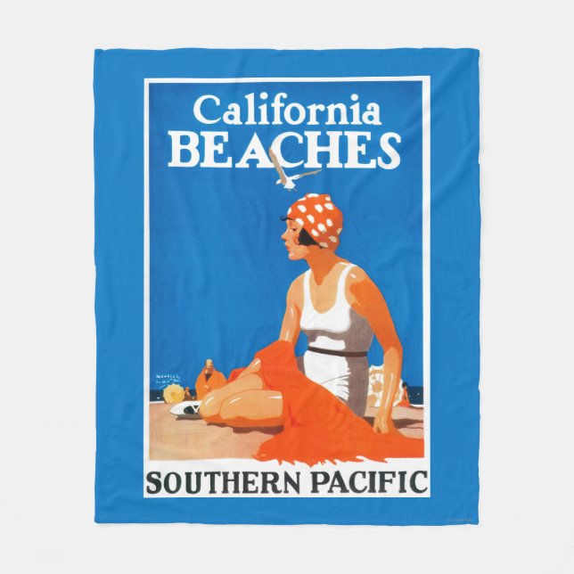 California Beaches Promotional Poster Fleece Blanket (Front)