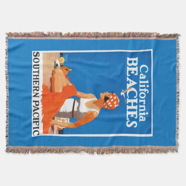 California Beaches Promotional Poster Throw Blanket (Front)