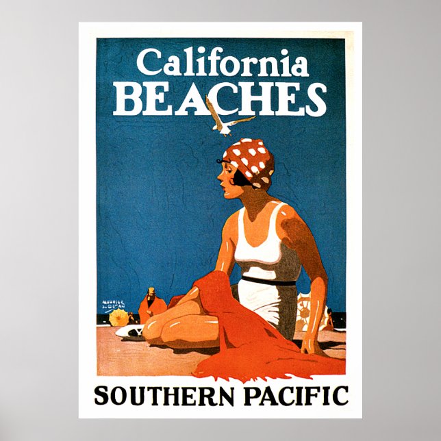 California Beaches Vintage Travel Posters (Front)