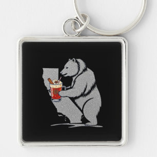 California Bear At Christmas Key Ring