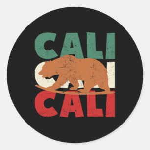 California Bear Cali Surfing Bear Retro Surf Vinta Classic Round Sticker