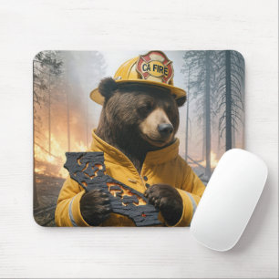 California Bear Firefighter Mouse Mat