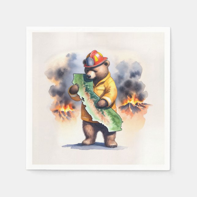 California Bear Firefighter  Napkin (Front)