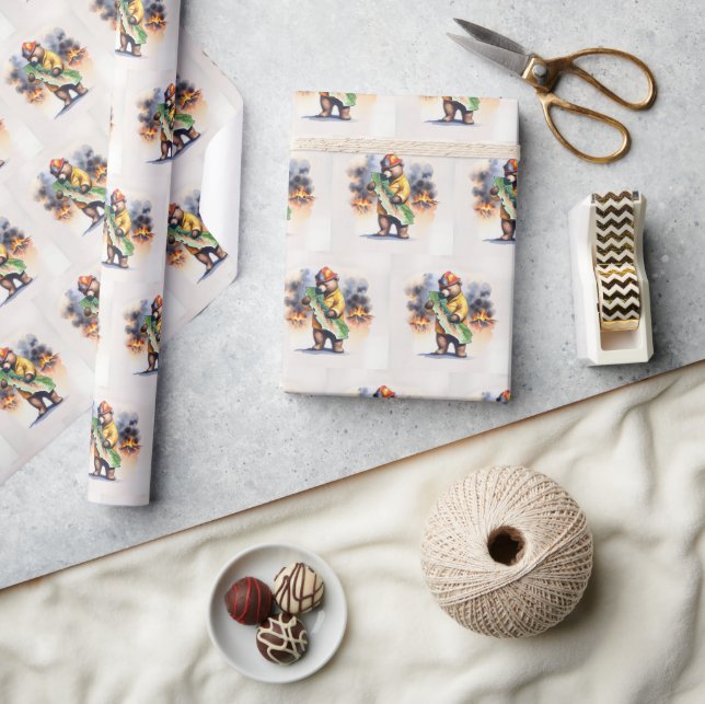 California Bear Firefighter  Wrapping Paper (Crafts)