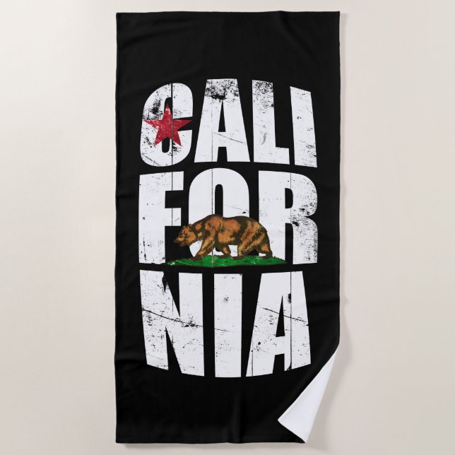 California Bear Flag Beach Towel (Front)