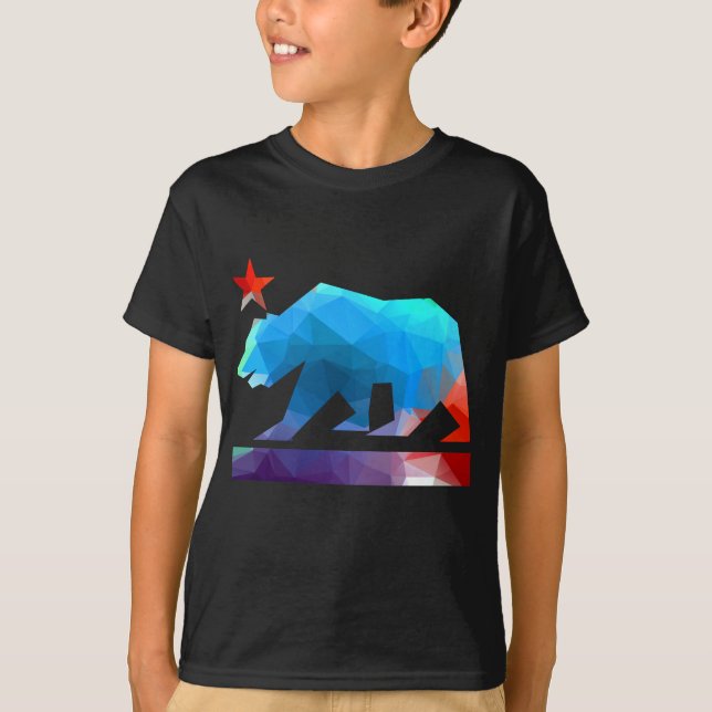 California Bear Fractal Colours T-Shirt (Front)