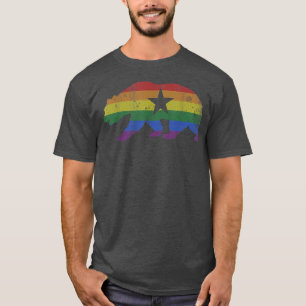 California Bear LGBTQ+ Gay Lesbian Pride Flag Men T-Shirt