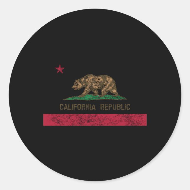 California Bear Republic State Flag 1846 Classic Round Sticker (Front)