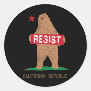 California Bear Resist  Classic Round Sticker