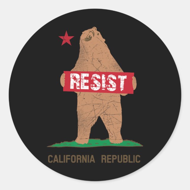 California Bear Resist  Classic Round Sticker (Front)