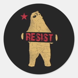 California Bear Shirt Resist  Classic Round Sticker