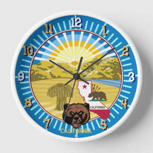 California Bear Wall Clock (Changeable City Name)