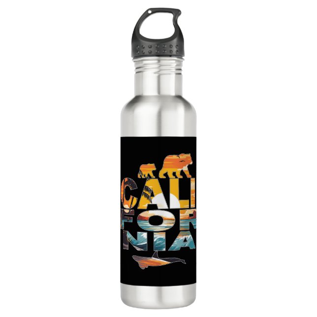 California Bears and Whale 710 Ml Water Bottle (Front)