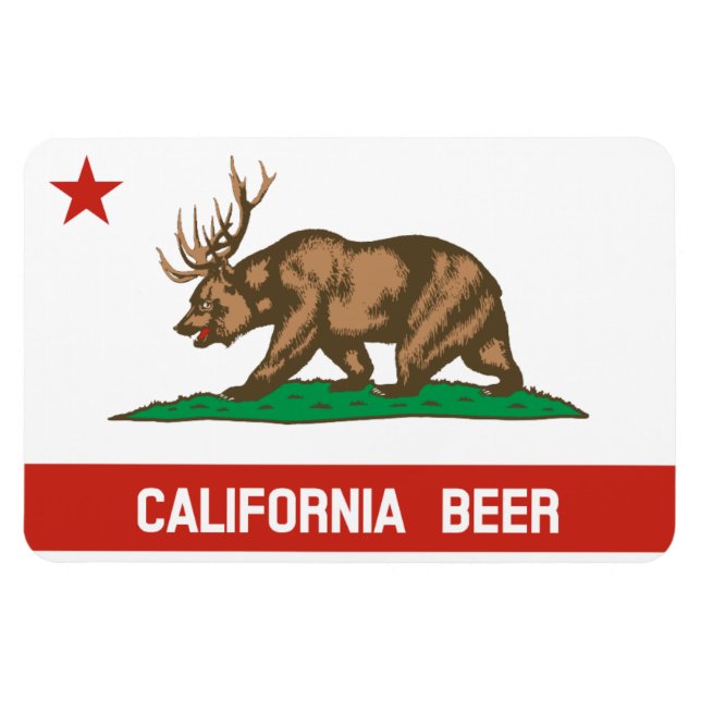 California Beer State Flag Bear Deer Flexi Magnet (Horizontal)