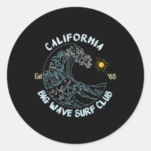 California Big Wave Surf Club, Surfing Graphic Classic Round Sticker