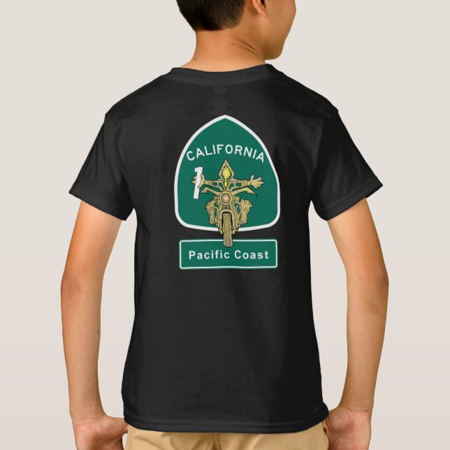 California Bikers Love Pacific Coast Highway  T-Shirt (Back)