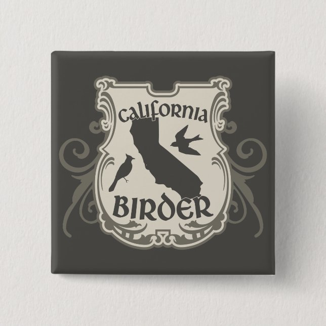 California Birder 15 Cm Square Badge (Front)